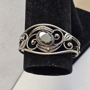 Danecraft Sterling Hematite Cuff Bracelet Vintage